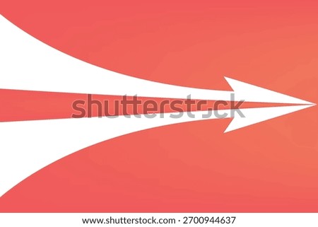 Two white arrows half unite and merge, forming one single arrow on a pink background.