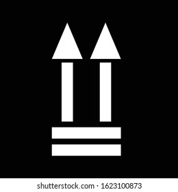 two white arrows up and underline on a black background. up arrow sign