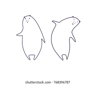 Two white bears vector illustration