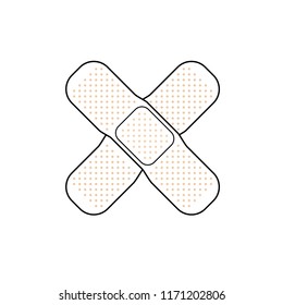 Two white and beige crossed aid simple vector medicine illustration