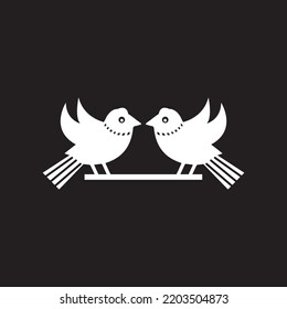 Two white bird animal vector logo