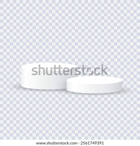 Two white blank podiums stand to show products on transparent background, Vector illustration.