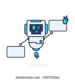 Two white board simple and fire cute character robot simple illustration happy