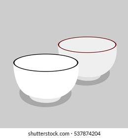 Two white bowls.Vector illustration