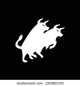 Two white bull logo design 
