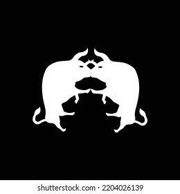 Two white bull vector animal logo 