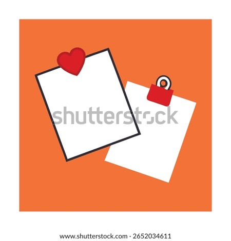 Two White Cards Clipped Together with Heart