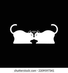 Two white cat animal logo 