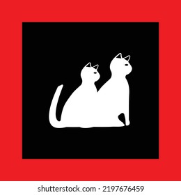 Two white cat logo design