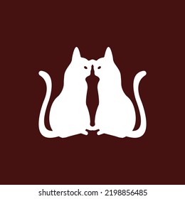Two white cat vector logo 