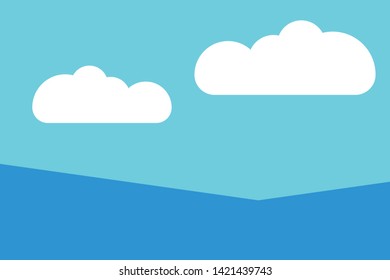 two white clouds on blue background, vector illustration