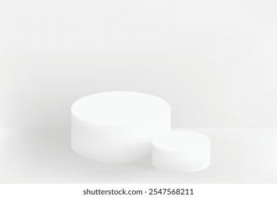 Dos cilindros blancos con un fondo blanco - malla - con sombra y luz