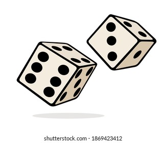 Two white dice with black dots