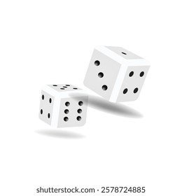 Two white dice. Gambling, game sketch vintage vector illustration