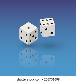 two white dice, vector illustration