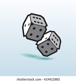 two white dice, vector illustration