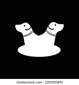 Two white dog animal circle vector logo 