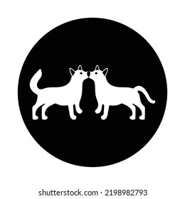 Two white dog vector logo design 