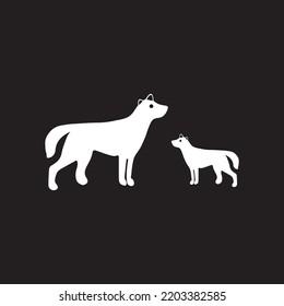 Two white dog  vector logo 