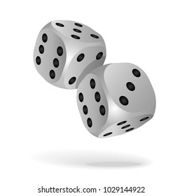 Two White Falling Dice Isolated On Stock Vector (Royalty Free ...