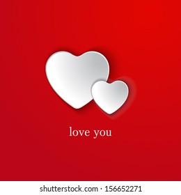 two white heart on purple background