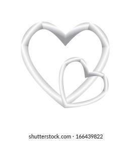 Two white hearts. Happy Valentine's Day. Vector