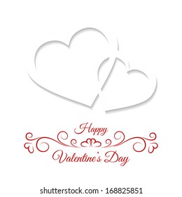 Two white hearts on a white background