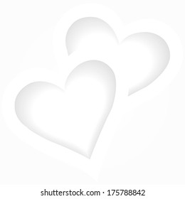 Two white hearts, romantic background