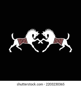  Two white horse animal logo design 