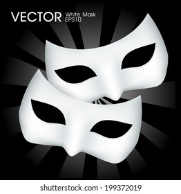 Two white masks on dark background