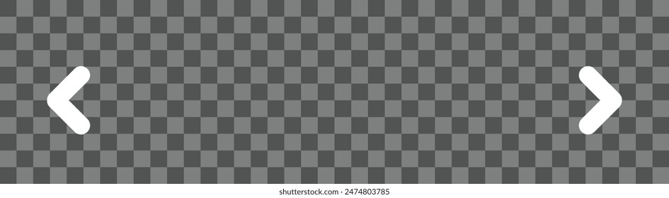 Two White Pagination Arrows on a Grey Checkered Background. White arrows for Pages Turn on Carousel Posts. Vector Illustration.