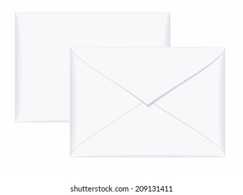 two white paper envelope on white background