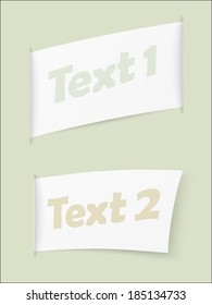 Two white paper labels for advertisement and lettering