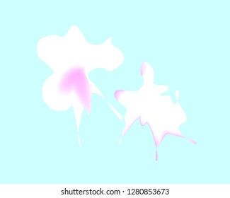 Two White and Pink Liquid Spots Isolated on Mint. Vector Design. Fluid Splash Template. Dynamic Liquid Shapes Abstract Background.