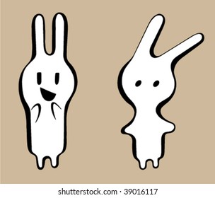 Two white rabbits