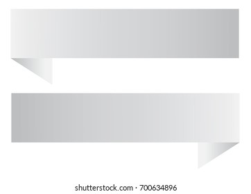 two white ribbon banner on white background. two white ribbon banner sign.