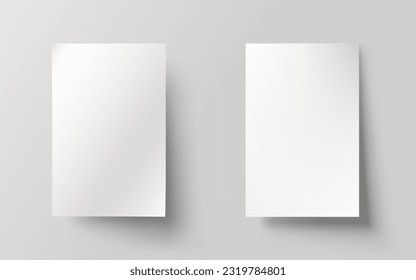 Two white sheets of paper on a gray background. Vector illustration