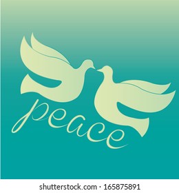 two white silhouettes of birds kissing each other in a peaceful day