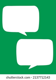 Two white speech bubbles on a green background. Vector illustration.