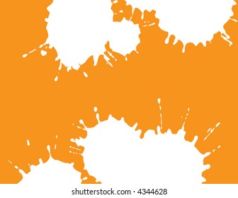 Two white splatter grunge shapes on a orange background