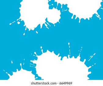 Two white splatter grunge shapes on a blue background