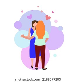 Two white women in love are dancing. LGBT couple.