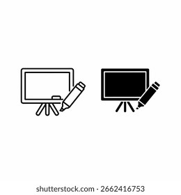 Dos iconos de pizarra blanca, uno delineado y otro lleno, cada uno con un marcador.