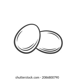 Two whole chicken eggs outline drawn vector illustration.