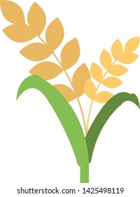 Two whole grain stems coming from a plant