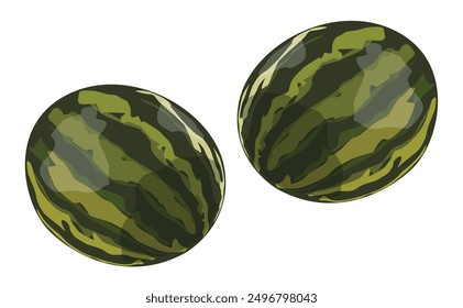 Two whole watermelons, isolated on white background.