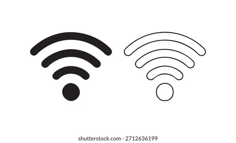Dos iconos de Wi-Fi, uno de los cuales es un diseño simple con un círculo en el centro y una línea que se extiende hacia afuera