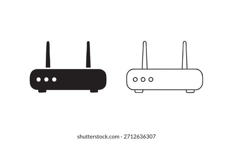 Dos routers wifi se muestran en blanco y negro. El router negro está a la izquierda