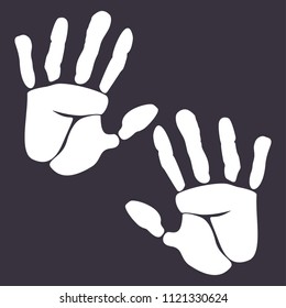 Two wight Hand palm vector icon. Open hand flat vector illustration. Palm Isolated on a white background.