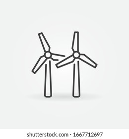 Two Wind Turbines vector concept icon or logo in thin line style